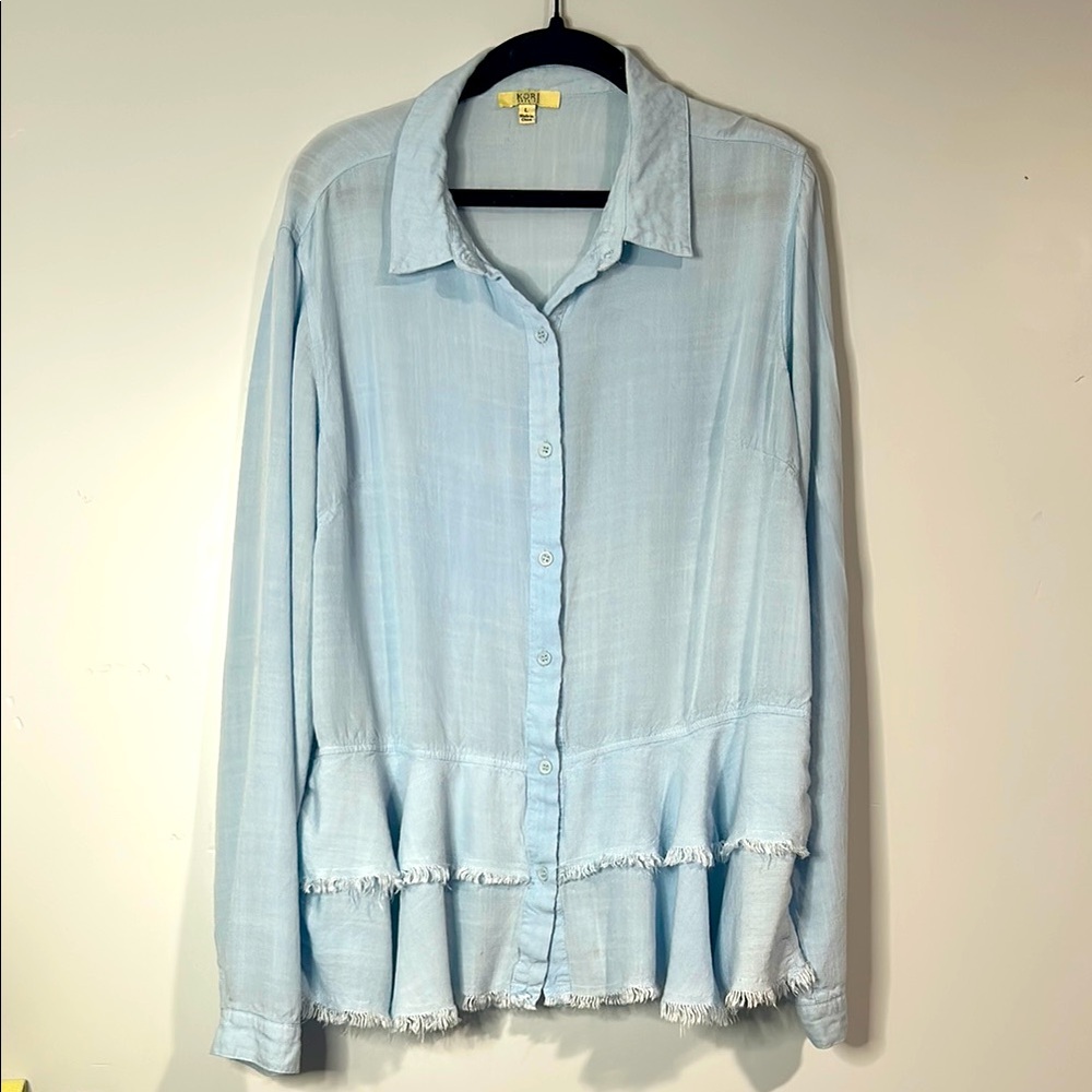 Kori America Ruffled Button Down Shirt